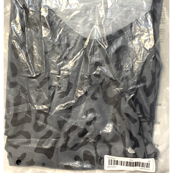 Leopard Print Tunic Long Top Lightweight Black Gray Jersey Fabric Plus 1XL NEW - Picture 8 of 9